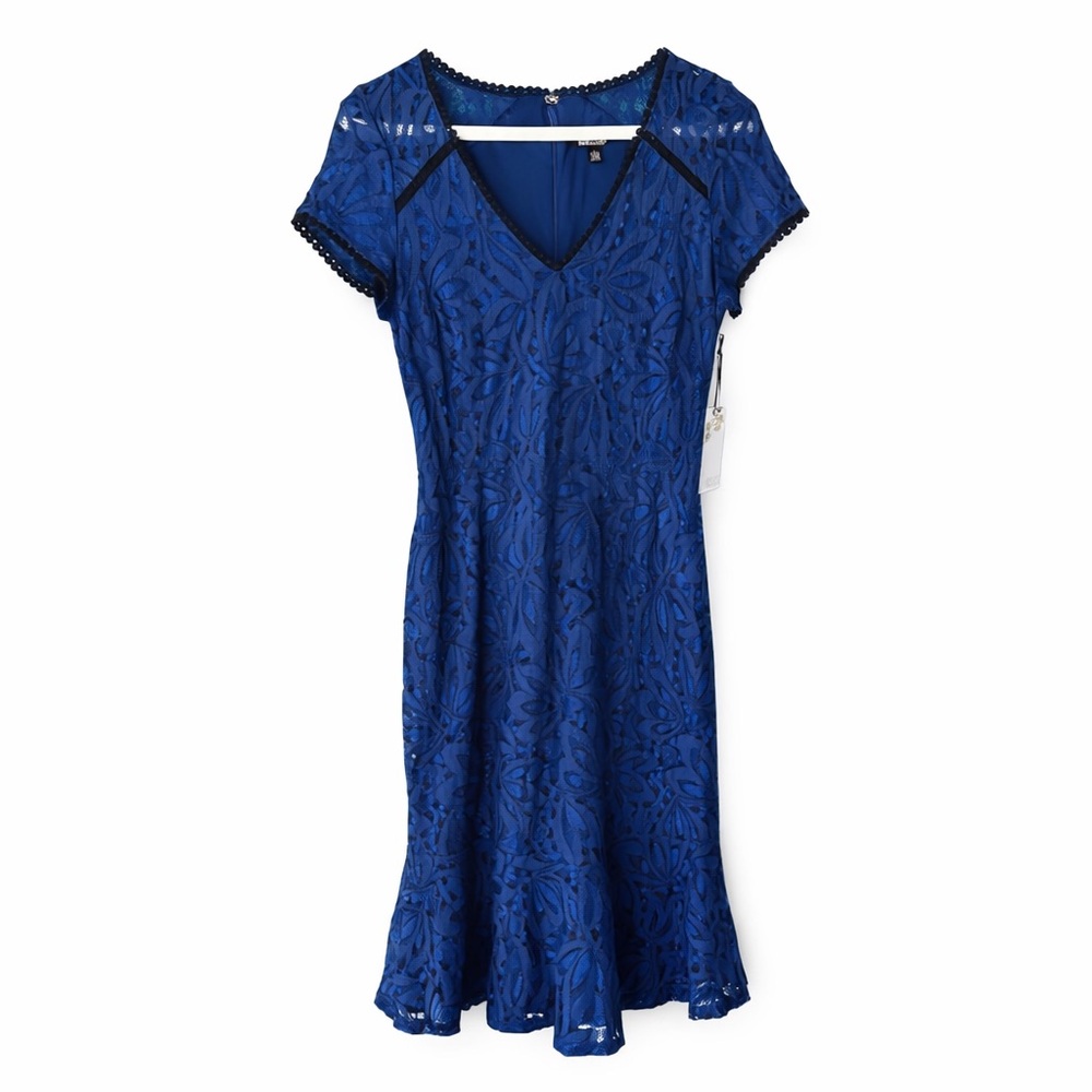 ANTHROPOLOGIE KENSIE CROCHET BLUE LACE FLOWY FLIRTY MIDI DRESS SIZE 2 NWT